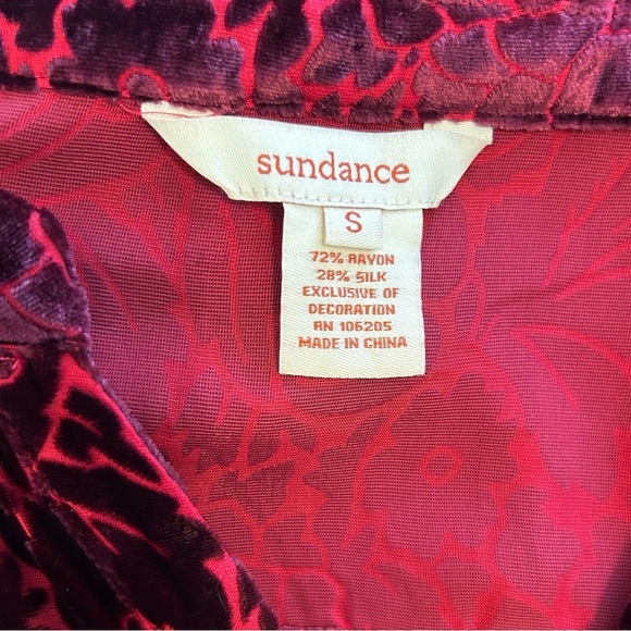 Sundance Velvet Burgundy Obsession Burnout Silk Blend Blouse, Small, Whimsigoth - Picture 3 of 7